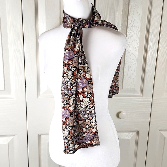 VINTAGE!  Floral and paisley lightweight scarf.  So pretty! - Picture 2 of 9